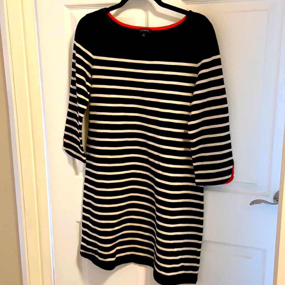 Talbots black/white striped dress